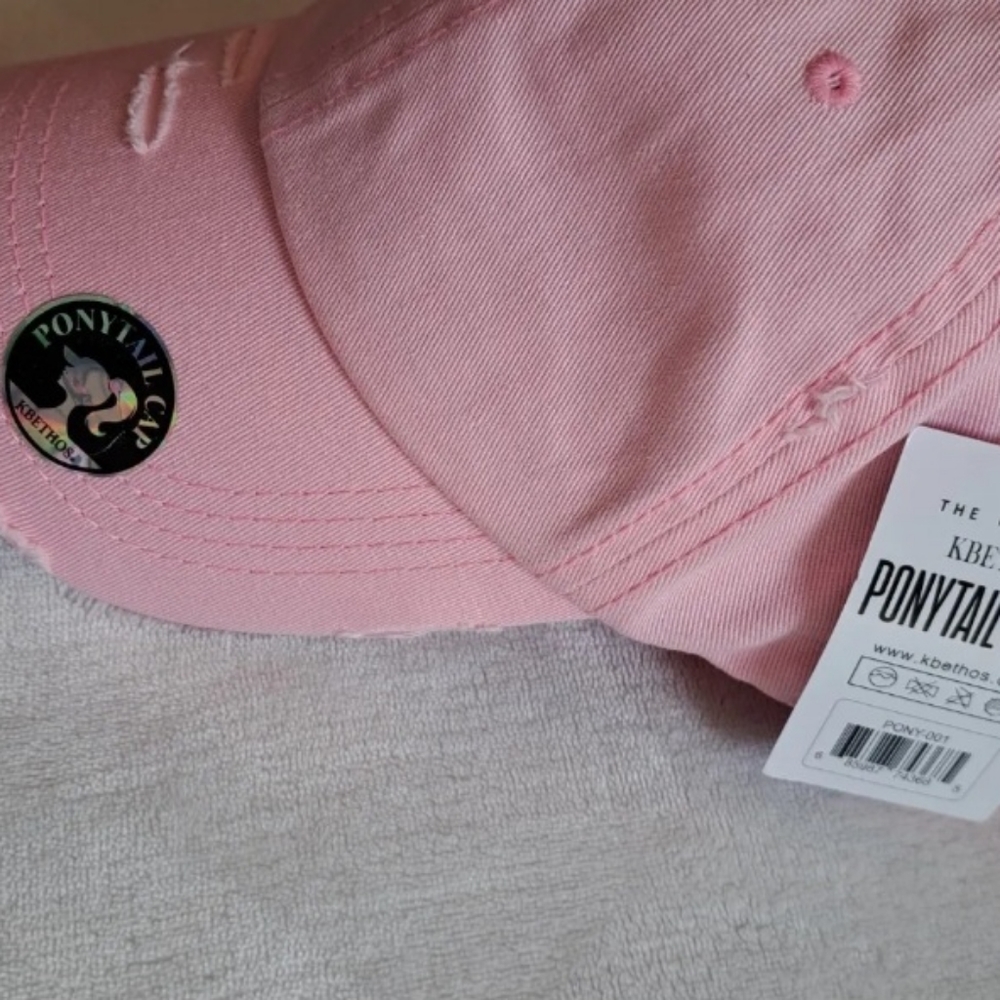 NWT Women's Distressed Pink Cap One Size Adjustable Summer Vacay Beachy